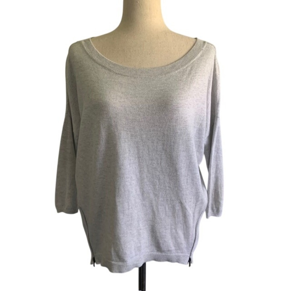 Express Hi Low Sweater S Side Zip Wide Scoop Ballet Neck Minimalist Chic Capsule